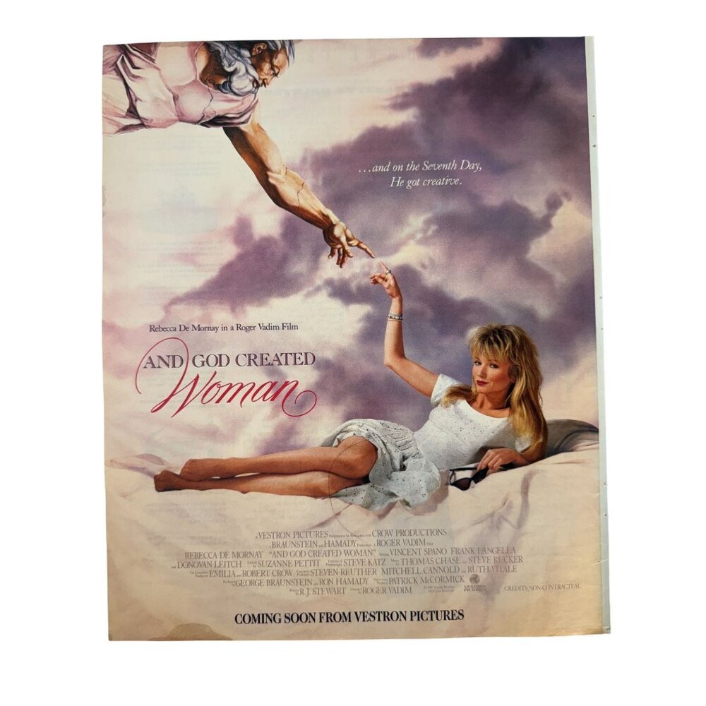 Vintage 1988 And God Created Woman Movie Rebecca Mornay Roger Vadim Ad Print